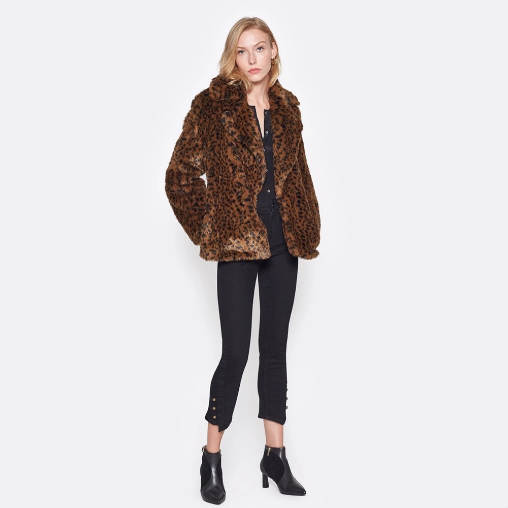 NWT Joie Kisha Leopard Faux Fur Coat - Picture 2 of 6